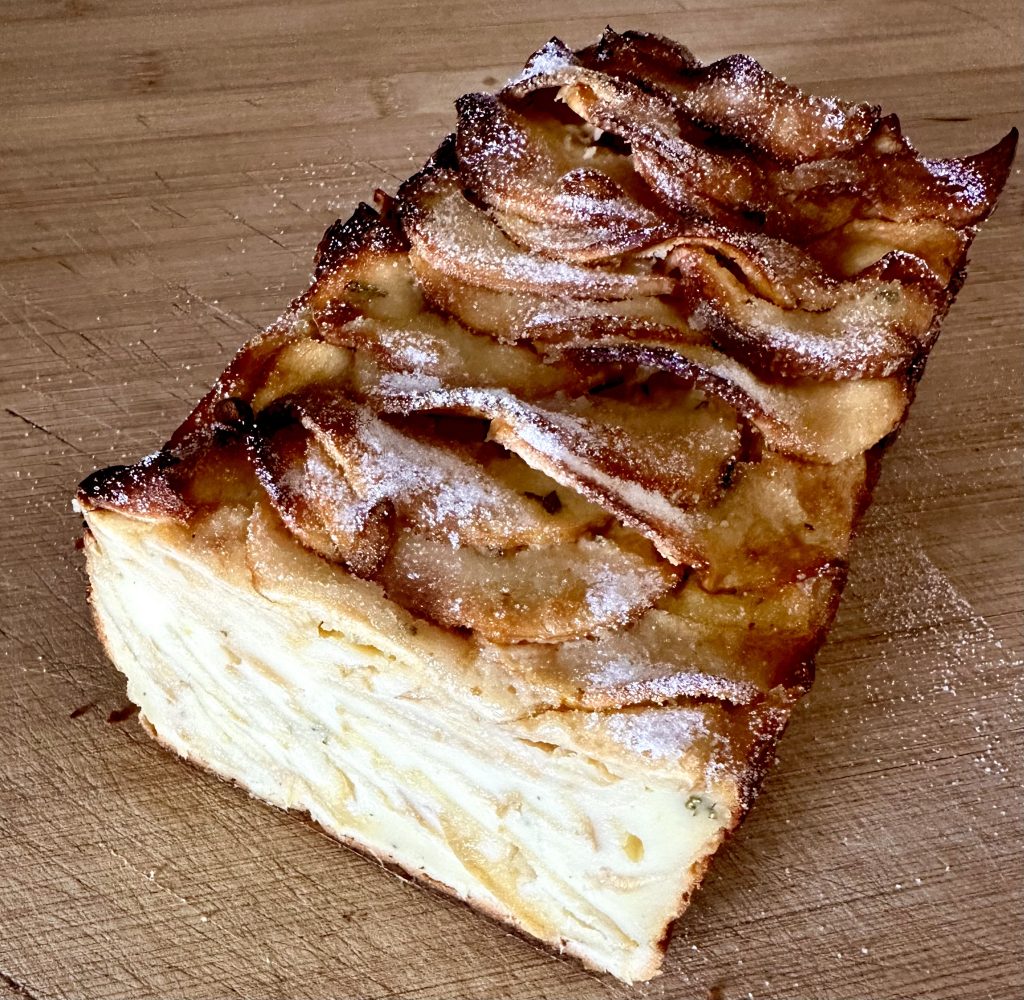 Apple Rosemary Cake showing the inside of the cake